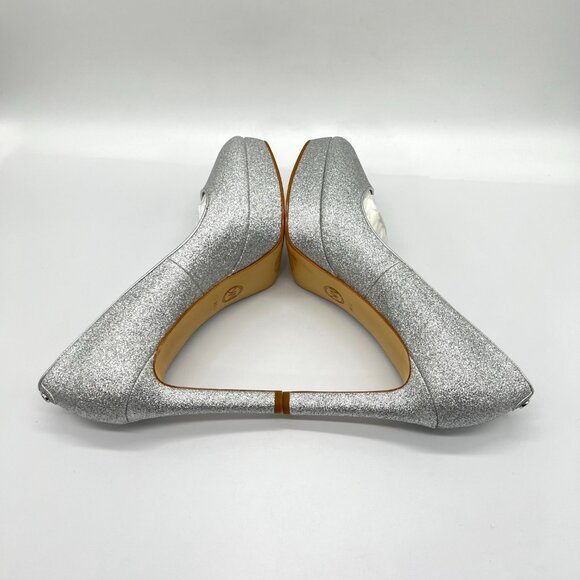 Michael Michael Kors 7.5M Chantal Silver Platforms Pumps Heels Shoes - Picture 8 of 15